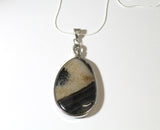 Brown and Cream Agate Slab Pendant on Silver Chain, Gift For Her, Valentines Day Gift, Southwestern Style, Statement Necklace