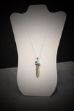 Silver Feather Turquoise and Red Pendant on Silver Chain, Southwestern Style, Gift For Her, Valentines Gift, Girlfriend Gift