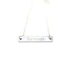 Survivor Laser Engraved Stainless Steel Charm on Silver Necklace; Gift For Her; Girlfriend Gift; Motivational; Inspirational