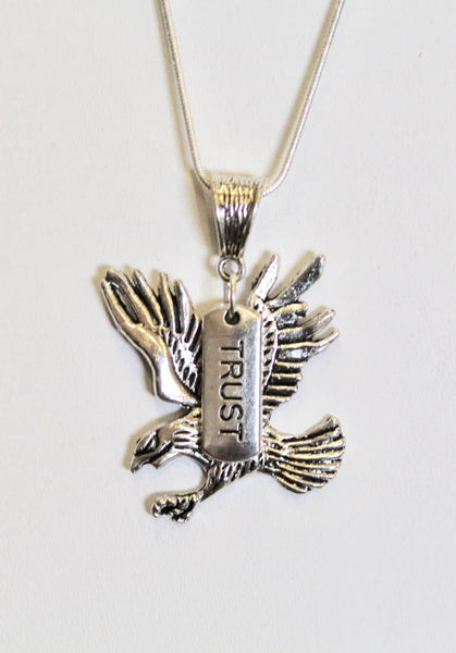 Trust In The Lord and Soar on Wings Like Eagles Pendant on Silver Chain; Isaiah 40:31 Bible Verse Jewelry, Gift For Her