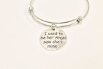 I Used To Be Her Angel Now She's Mine Expanding Bangle Charm Bracelet, Gift For Her, Mom Remembrance, Sympathy Gift, Remembering Mom