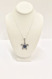 Blue Stone Silver Turtle Pendant on Silver Chain, Turtle Necklace, Turtle Jewelry, Sealife Jewelry, Sparkly Turtle, Gift For Her