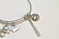 Baseball Grandmother Expandable Bangle Charm Bracelet, Baseball Granny, Grandmother Gift, Gift For Her, Baseball Grandson, Baseball Charms