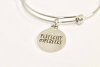 Perfectly Imperfect Expanding Bangle Charm Bracelet, Girlfriend Gift, Jewelry Gift For Her, Graduation Gift, Bridesmaid Engraved Bracelet