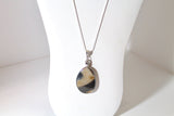 Brown and Cream Agate Slab Pendant on Silver Chain, Gift For Her, Valentines Day Gift, Southwestern Style, Statement Necklace