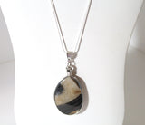 Brown and Cream Agate Slab Pendant on Silver Chain, Gift For Her, Valentines Day Gift, Southwestern Style, Statement Necklace