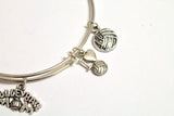 Volleyball Mom Expanding Bangle Charm Bracelet, Gift for Mom, Gift for Her, Volleyball Jewelry, Volleyball Charms, Volleyball Gifts