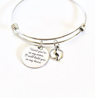 Until You're In My Arms, I Will Hold You In My Heart Expanding Bangle Charm Bracelet, Jewelry Gift for Her, Pregnancy Loss Memorial Gift