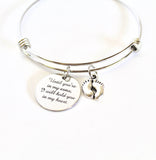 Until You're In My Arms, I Will Hold You In My Heart Expanding Bangle Charm Bracelet, Jewelry Gift for Her, Pregnancy Loss Memorial Gift