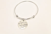 I Used To Be His Angel Now He Is Mine Expanding Bangle Charm Bracelet, Gift For Her, Dad Remembrance, Sympathy Gift, Remembering Dad