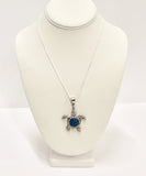 Blue Stone Silver Turtle Pendant on Silver Chain, Turtle Necklace, Turtle Jewelry, Sealife Jewelry, Sparkly Turtle, Gift For Her