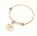 Freedom with the Spirit of the Lord Expanding Bangle Charm Bracelet, 2 Cor 3 17 Bible Verse Gift for Her, Christian Jewelry Gift Bracelet