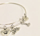 Dog Mom Expanding Bangle Charm Bracelet, I Love My Dog, Dog Jewelry, Dog Charm Bracelet, Dog Lover Jewelry, Dog Person, Gift For Her