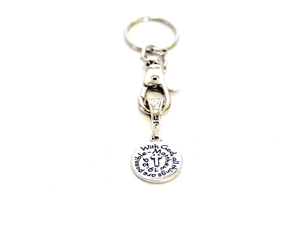 With God All Things Are Possible Keychain;  Matthew 19:26 Bible Verse Gift, Gift For Her, Graduation Gift, Motivational Gift for Him