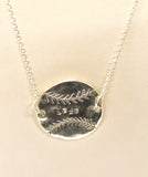 Personalized Hand Stamped Baseball Softball Connector Pendant Necklace, Baseball Gift For Her, Baseball Mom Necklace, Baseball Lover Jewelry