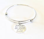 Thank You For Raising The Woman Of My Dreams Expanding Bangle Charm Bracelet, Mother-In-Law Gift, Thank You Gift, Mother Of The Bride Gift