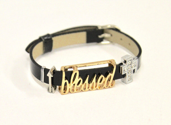 Blessed Slide Bracelet, Blessed Because of the Cross Slide Bracelet, Christian Jewelry Gift, Christian Gift, Baptism Gift, Confirmation Gift