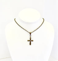 Antique Brass Cross Mustard Seed Necklace, Luke 17:6 Bible Verse Jewelry, Bible Verse Gift For Her, Faith Jewelry Graduation Gift