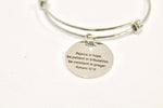 Rejoice in Hope, Be Patient in Tribulation, Be Constant in Prayer Expanding Bangle Charm Bracelet, Romans 12:12 Bible Verse Jewelry Gift