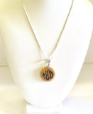 Personalized Monogrammed Wood Pendant on Silver Necklace, Wife Jewelry Gift For Her, Monogrammed Necklace Graduation Daughter Gift