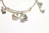 Cheer Expanding Bangle Charm Bracelet, Cheer Mom Gift, Cheer Grandmother Gift, Cheer Jewelry, Cheerleader Gift, Gift For Her, Valentines Day