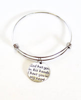 God Has You In His Hands I Have You In My Heart Expanding Bangle Charm Bracelet, Graduation Gift For Her, Girlfriend Gift, Wife Jewelry Gift