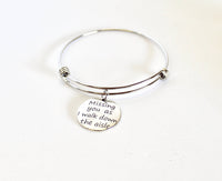 Missing You As I Walk Down The Aisle Expanding Bangle Charm Bracelet, Wedding Jewelry, Remembrance of Dad, Remembrance of Mom, Gift for Her