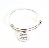 My Child Your Sins Are Forgiven Mark 2:5 Expanding Bangle Charm Bracelet, Bible Verse Jewelry Gift, Gift for Her, Baptism Gift, Confirmation