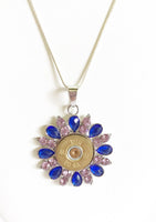 Shotgun Shell Necklace, Blue and Pink Crystal 20 Gauge Pendant, Gift For Her, Shooting Sports Jewelry Gift, Southwestern Style Wife Jewelry