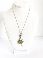 Shotgun Shell Necklace, Blue Crystal Snake 20 Gauge Pendant, Gift For Her, Shooting Sports Jewelry Gift, Southwestern Style Wife Jewelry