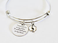 Until You're In My Arms, I Will Hold You In My Heart Expanding Bangle Charm Bracelet, Jewelry Gift for Her, Pregnancy Loss Memorial Gift