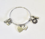 Firefighter Mom Expandable Bangle Charm Bracelet, Customizable Bracelet, Fire and Rescue, First Responder, Gift For Mom, Gift For Her