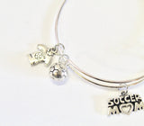 Soccer Mom Expanding Bangle Charm Bracelet, Jewelry Gift For Mom, Soccer Player Mom, Soccer Grandmother, Soccer Jewelry, Soccer Player Gift