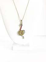 Shotgun Shell Necklace, Red Crystal Snake 20 Gauge Pendant Gift For Her, Shooting Sports Jewelry Gift For Wife, Southwestern Style Jewelry