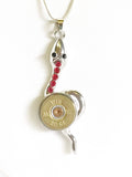 Shotgun Shell Necklace, Red Crystal Snake 20 Gauge Pendant Gift For Her, Shooting Sports Jewelry Gift For Wife, Southwestern Style Jewelry