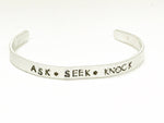 Ask Seek Knock Handstamped Cuff Bracelet, Matthew 7: 7 Bible Verse Jewelry Gift For Her, Gift For Mom, Wife Jewelry Gift, Bracelet Gift