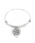 Though She Be But Little She Is Fierce Expanding Bangle Charm Bracelet Gift, Strong Woman Inspirational Motivational Jewelry Gift for Her