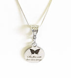 She Flies With Her Own Wings Butterfly Pendant on Silver Chain, Motivational Jewelry Gift For Her, Inspiring Jewelry For Daughter