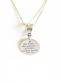 He Heals The Wounds Of Every Broken Heart Necklace, Scripture Necklace, Psalm 147:3 Bible Verse Sympathy Jewelry Gift For Her