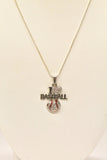 I Love Baseball Rhinestone Pendant on Silver Chain, Baseball Jewelry Gift For Her, Baseball Fan Jewelry for Wife, Baseball Necklace