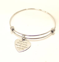 Those We Love Don't Go Away They Walk Beside Us Every Day Expanding Bangle Charm Bracelet, Sympathy Gift for Her, Jewelry Gift Bracelet