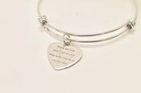 Those We Love Don't Go Away They Walk Beside Us Every Day Expanding Bangle Charm Bracelet, Sympathy Gift for Her, Jewelry Gift Bracelet