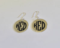 Monogrammed Earrings on Sterling Silver Earwires, Personalized Monogrammed Jewelry Gift For Her, Initial Jewelry Gift For Wife, Bride Gift