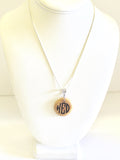 Personalized Monogrammed Wood Pendant on Silver Necklace, Wife Jewelry Gift For Her, Monogrammed Necklace Graduation Daughter Gift