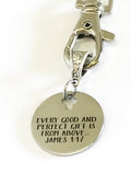 Every Good And Perfect Gift Is From Above Keychain, James 1:17 Scripture Keyring Gift For Her, Bible Verse Gift For Him, Encouragement Gift