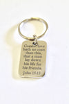Greater Love Hath No Man Keychain, John 15:13 Bible Verse Gift, Father's Day Gift, Military Dad Gift, Graduation Gift For Him, Police Dad