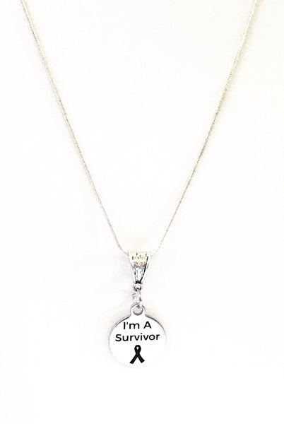 I Am A Survivor SS Engraved Pendant Necklace, Cancer Survivor Jewelry Gift For Her, Cancer Awareness Gift Of Encouragement, Motivation Gift
