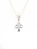 I Am A Survivor SS Engraved Pendant Necklace, Cancer Survivor Jewelry Gift For Her, Cancer Awareness Gift Of Encouragement, Motivation Gift