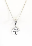 I Am A Survivor SS Engraved Pendant Necklace, Cancer Survivor Jewelry Gift For Her, Cancer Awareness Gift Of Encouragement, Motivation Gift