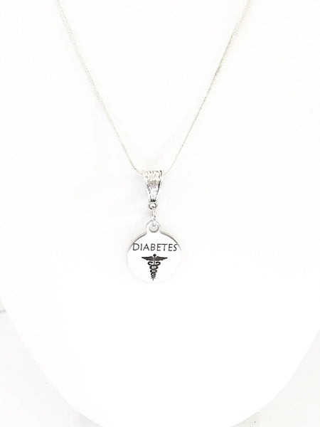Diabetes Medical Condition Awareness SS Engraved Pendant Necklace, Medical Jewelry Gift For Her, Diabetes Jewelry, Classy Medical Jewelry
